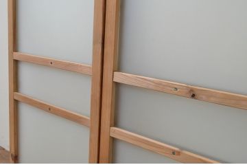 アンティーク建具　レトロな空間作りにおすすめなガラス窓2枚セット(引き戸、ガラス戸)(R-067801)