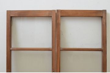 アンティーク建具　インテリアに合わせやすいシンプルなガラス窓2枚セット(引き戸、ガラス戸)(R-067802)