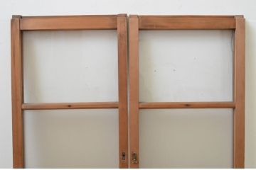 アンティーク建具　インテリアに合わせやすいシンプルなガラス窓2枚セット(引き戸、ガラス戸)(R-067802)
