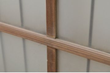 アンティーク建具　レトロな空間を演出する鉄格子入りガラス窓2枚セット(引き戸、ガラス戸)(R-067803)