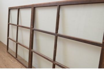 アンティーク建具　インテリアに合わせやすいシンプルなガラス窓2枚セット(引き戸、ガラス戸)(R-067805)