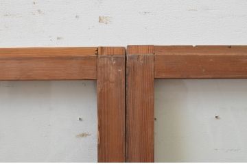 アンティーク建具　インテリアに合わせやすいシンプルなガラス窓2枚セット(引き戸、ガラス戸)(R-067805)