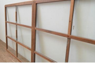 アンティーク建具　インテリアに合わせやすいシンプルなガラス窓2枚セット(引き戸、ガラス戸)(R-067805)