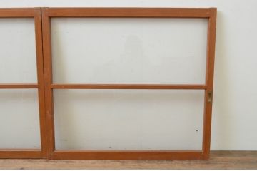 アンティーク建具　シンプルなデザインで合わせやすいガラス窓2枚セット(ガラス戸、引き戸)(R-067806)
