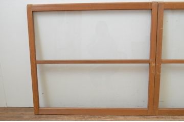 アンティーク建具　シンプルなデザインで合わせやすいガラス窓2枚セット(ガラス戸、引き戸)(R-067806)