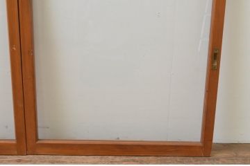 アンティーク建具　レトロな空間づくりにおすすめの大判ガラス窓2枚セット(ガラス戸、引き戸)(R-067807)
