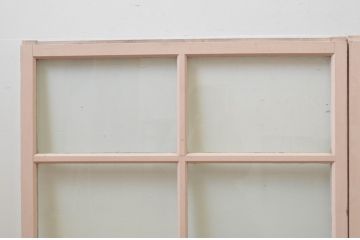 アンティーク建具　ペイント仕上げ限定　レトロな風合いが味わい深いガラス窓2枚セット(ガラス戸、引き戸)(R-067810)