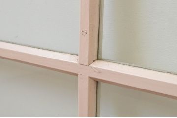 アンティーク建具　ペイント仕上げ限定　レトロな風合いが味わい深いガラス窓2枚セット(ガラス戸、引き戸)(R-067810)
