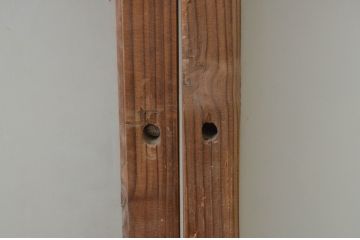 アンティーク建具　趣ある木味が魅力のガラス窓2枚セット(ガラス戸、引き戸)(R-067811)