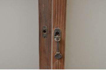 アンティーク建具　趣ある木味が魅力のガラス窓2枚セット(ガラス戸、引き戸)(R-067811)