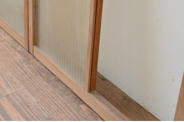 アンティーク建具　銀モールガラス　温かみのある雰囲気が魅力のガラス窓4枚セット(ガラス戸、引き戸)(R-067812)