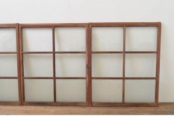 アンティーク建具　ノスタルジックな雰囲気を醸し出すガラス窓4枚セット(ガラス戸、引き戸)(R-067813)