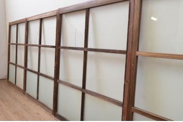 アンティーク建具　ノスタルジックな雰囲気を醸し出すガラス窓4枚セット(ガラス戸、引き戸)(R-067813)