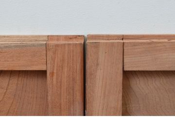 アンティーク建具　総欅(ケヤキ)材　一枚板　深みのある色合いが魅力の板戸窓2枚セット(引き戸)(R-067817)