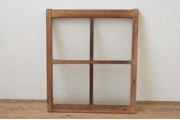 アンティーク建具　ダイヤガラス　趣ある木味が魅力のガラス窓1枚(ガラス戸、引き戸)(R-067820)