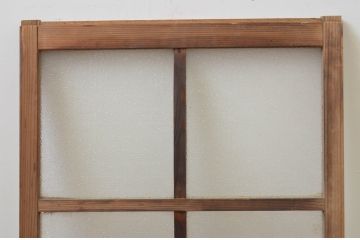 アンティーク建具　ダイヤガラス　趣ある木味が魅力のガラス窓1枚(ガラス戸、引き戸)(R-067820)