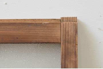 アンティーク建具　ダイヤガラス　趣ある木味が魅力のガラス窓1枚(ガラス戸、引き戸)(R-067820)