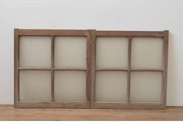 アンティーク建具　レトロな雰囲気が溢れるダイヤガラス窓2枚セット(ガラス戸、引き戸)(R-067821)
