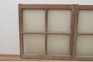 アンティーク建具　レトロな雰囲気が溢れるダイヤガラス窓2枚セット(ガラス戸、引き戸)(R-067821)