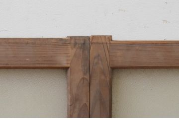 アンティーク建具　レトロな雰囲気が溢れるダイヤガラス窓2枚セット(ガラス戸、引き戸)(R-067821)