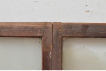アンティーク建具　使い込まれた木味が魅力のガラス窓2枚セット(ガラス戸、引き戸)(R-067823)