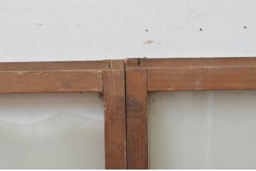アンティーク建具　使い込まれた木味が魅力のガラス窓2枚セット(ガラス戸、引き戸)(R-067823)