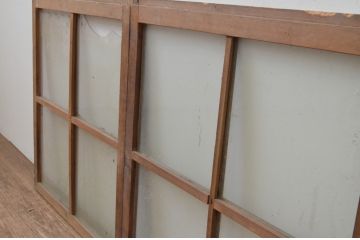 アンティーク建具　使い込まれた木味が魅力のガラス窓2枚セット(ガラス戸、引き戸)(R-067823)