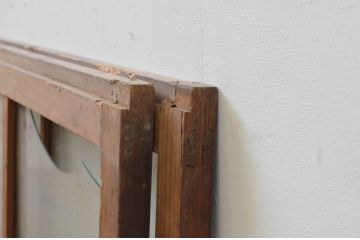 アンティーク建具　使い込まれた木味が魅力のガラス窓2枚セット(ガラス戸、引き戸)(R-067823)