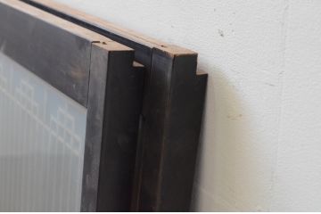 アンティーク建具　両面ガラス　和モダンな雰囲気づくりにおすすめの書院戸2枚セット(組子、引き戸、ガラス戸)(R-067825)