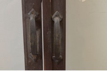 アンティーク建具　ダイヤガラス入り　大正ロマンの雰囲気溢れる両開きガラス窓1対(2枚セット、ガラス戸、引き戸)(R-067826)