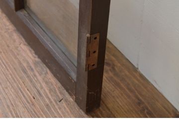 アンティーク建具　ダイヤガラス入り　大正ロマンの雰囲気溢れる両開きガラス窓1対(2枚セット、ガラス戸、引き戸)(R-067826)