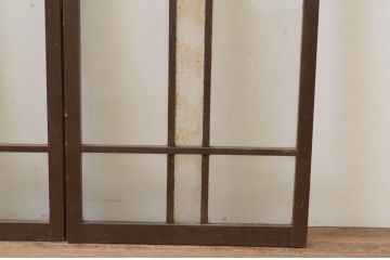 アンティーク建具　ダイヤガラス入り　大正ロマンの雰囲気溢れる両開きガラス窓1対(2枚セット、ガラス戸、引き戸)(R-067826)