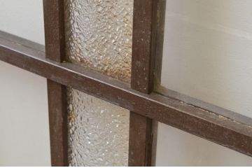 アンティーク建具　ダイヤガラス入り　大正ロマンの雰囲気溢れる両開きガラス窓1対(2枚セット、ガラス戸、引き戸)(R-067826)