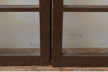 アンティーク建具　ダイヤガラス入り　大正ロマンの雰囲気溢れる両開きガラス窓1対(2枚セット、ガラス戸、引き戸)(R-067826)