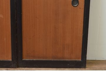 アンティーク建具　杉材　美しい柾目が魅力の板戸窓2枚セット(引き戸)(R-067830)