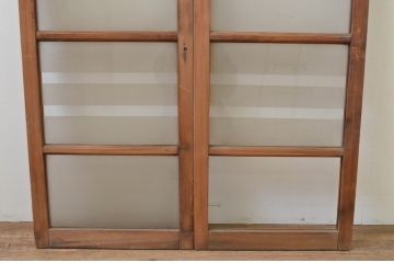 アンティーク建具　レトロな雰囲気が魅力のガラス窓2枚セット(ガラス戸、引き戸)(R-067832)