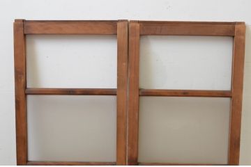 アンティーク建具　レトロな雰囲気が魅力のガラス窓2枚セット(ガラス戸、引き戸)(R-067832)