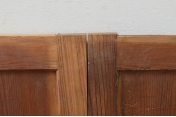 アンティーク建具　杉材　時代の流れを感じられる板戸窓2枚セット(引き戸)(R-067836)