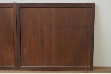 アンティーク建具　落ち着いた木色が味わい深い板戸窓2枚セット(引き戸)(R-067840)