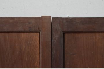 アンティーク建具　落ち着いた木色が味わい深い板戸窓2枚セット(引き戸)(R-067840)