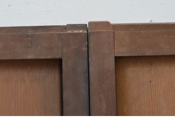 アンティーク建具　落ち着いた木色が味わい深い板戸窓2枚セット(引き戸)(R-067840)