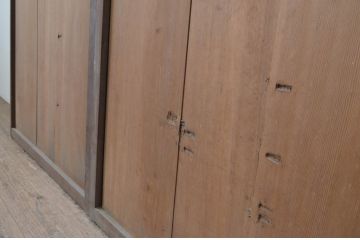 アンティーク建具　落ち着いた木色が味わい深い板戸窓2枚セット(引き戸)(R-067840)