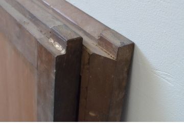 アンティーク建具　落ち着いた木色が味わい深い板戸窓2枚セット(引き戸)(R-067840)