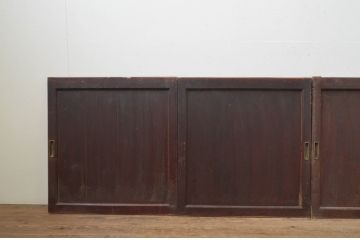 アンティーク建具　杉材　落ち着いた和の空間を演出する板戸窓4枚セット(引き戸)(R-067843)