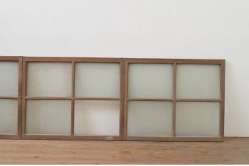 アンティーク建具　シンプルでインテリアに取り入れやすいガラス窓4枚セット(ガラス戸、引き戸)(R-067851)