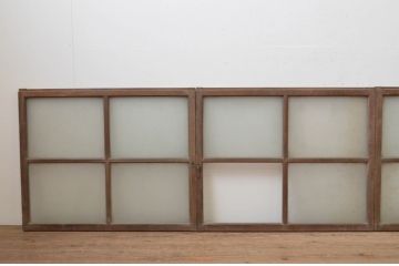 アンティーク建具　シンプルでインテリアに取り入れやすいガラス窓4枚セット(ガラス戸、引き戸)(R-067851)