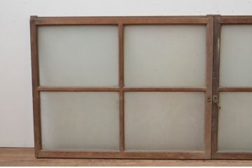 アンティーク建具　レトロな空間づくりにおすすめのガラス窓2枚セット(ガラス戸、引き戸)(R-067852)