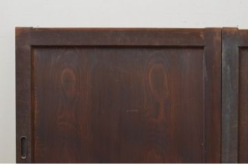 アンティーク建具　杉材　上品な色合いと杢目が目を惹く板戸窓2枚セット(引き戸)(R-067859)