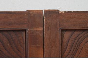 アンティーク建具　総欅(ケヤキ)材　時を経た味わいが魅力的な板戸窓2枚セット(引き戸)(R-067860)