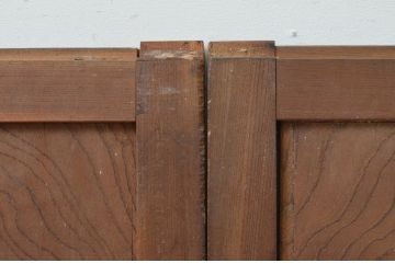 アンティーク建具　総欅(ケヤキ)材　時を経た味わいが魅力的な板戸窓2枚セット(引き戸)(R-067860)